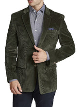 Men's Corduroy Sport Coat Blazer Jacket Green SkinOutfit